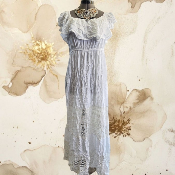Goa beachwear by japna Dresses & Skirts - Off-Shoulder White Ruffle Maxi Dress